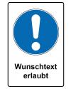 Gebotszeichen Aufkleber rechteckig mit Text deutsch · stark haftend