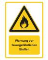 Magnetschilder Warnzeichen Piktogramm & Text deutsch_gelb