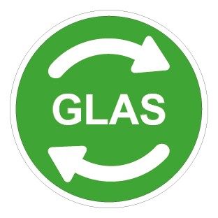 Aufkleber Recycling Wertstoff Mülltrennung Symbol · Glas