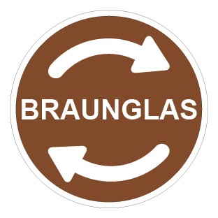 Aufkleber Recycling Wertstoff Mülltrennung Symbol · Braunglas