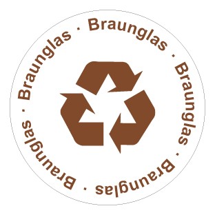 Schild Recycling Wertstoff Mülltrennung Symbol · Braunglas
