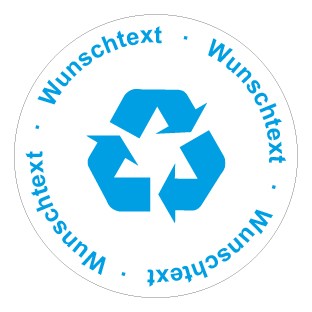Schild Recycling Wertstoff Mülltrennung Symbol · Wunschtext blau