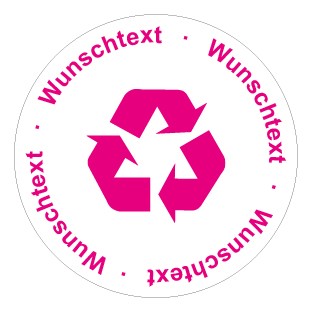 Aufkleber Recycling Wertstoff Mülltrennung Symbol · Wunschtext lila | stark haftend