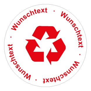 Aufkleber Recycling Wertstoff Mülltrennung Symbol · Wunschtext rot