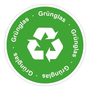 Aufkleber Recycling Wertstoff Mülltrennung Symbol · Grünglas