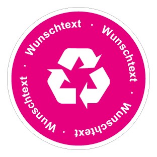 Aufkleber Recycling Wertstoff Mülltrennung Symbol · Wunschtext lila