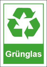 Aufkleber Recycling Wertstoff Mülltrennung Symbol · Grünglas | stark haftend