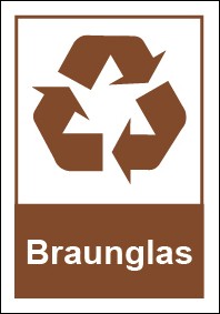 Schild Recycling Wertstoff Mülltrennung Braunglas | selbstklebend