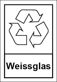 Aufkleber Recycling Wertstoff Mülltrennung Symbol · Weissglas | stark haftend