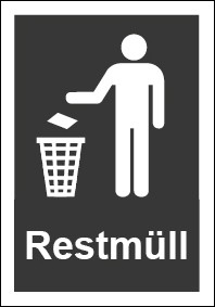 Schild Recycling Wertstoff Mülltrennung Symbol · Restmüll