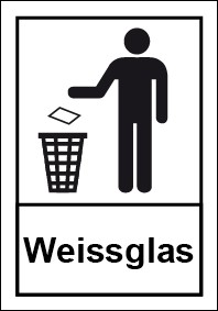 Schild Recycling Wertstoff Mülltrennung Weissglas | selbstklebend