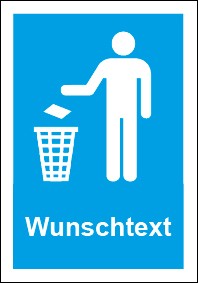 Schild Recycling Wertstoff Mülltrennung Wunschtext blau | selbstklebend