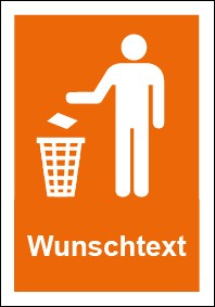 Aufkleber Recycling Wertstoff Mülltrennung Symbol · Wunschtext orange
