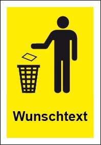 Schild Recycling Wertstoff Mülltrennung Symbol · Wunschtext gelb