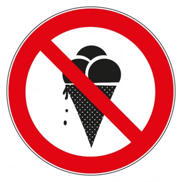 Verbotsschild Eis essen verboten