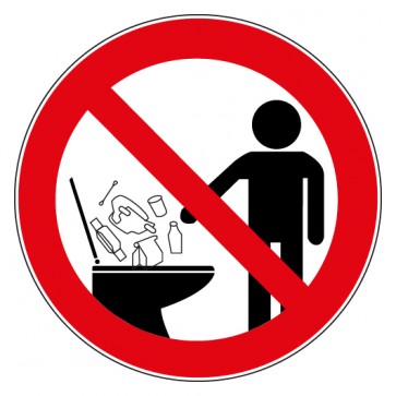 Verbotsschild Gegenstände in die Toilette werfen verboten