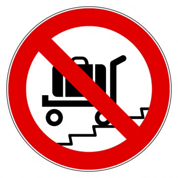 Aufkleber Verbotszeichen Rolltreppe mit Gepäckwagen verboten