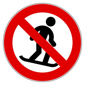 Verbotsschild Snowboard fahren verboten