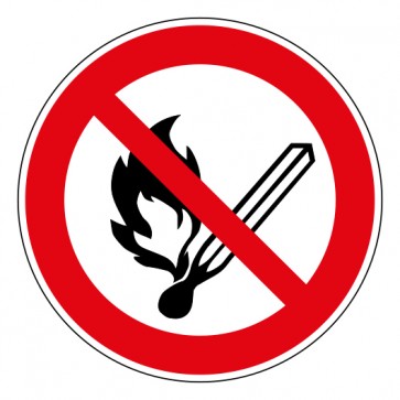 Aufkleber Verbotszeichen Keine offene Flamme; Feuer, offene Zündquelle und Rauchen verboten · ISO_7010_P003 | stark haftend