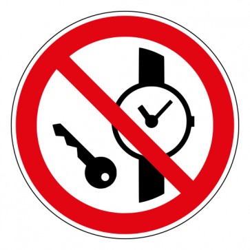 Fußbodenaufkleber Verbotszeichen Mitführen von Metallteilen oder Uhren verboten · ISO_7010_P008
