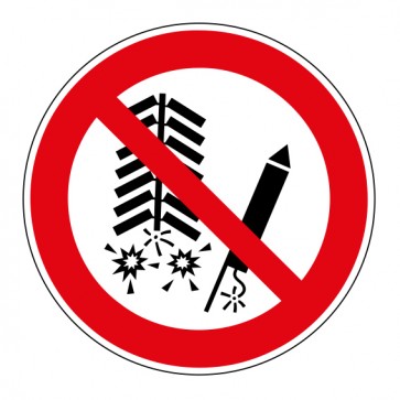 Aufkleber Verbotszeichen Feuerwerk zünden verboten · ISO_7010_P040