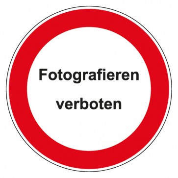 Magnetschild Verbotszeichen rund mit Text Fotografieren verboten