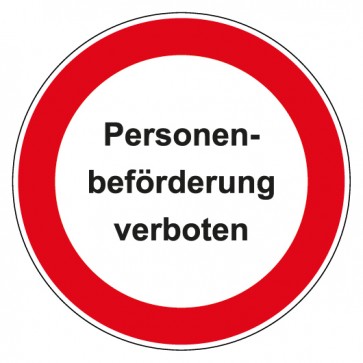 Magnetschild Verbotszeichen rund mit Text Personenbeförderung verboten