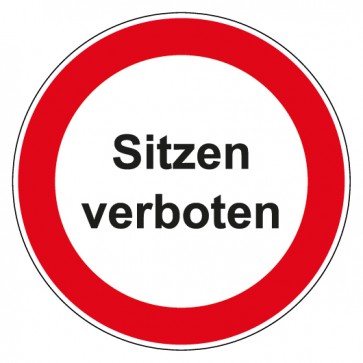 Magnetschild Verbotszeichen rund mit Text Sitzen verboten