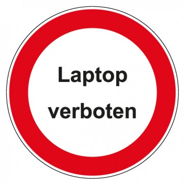 Aufkleber Verbotszeichen rund mit Text Laptop verboten | stark haftend