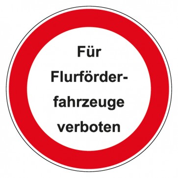 Magnetschild Verbotszeichen rund mit Text Für Flurförderfahrzeuge verboten