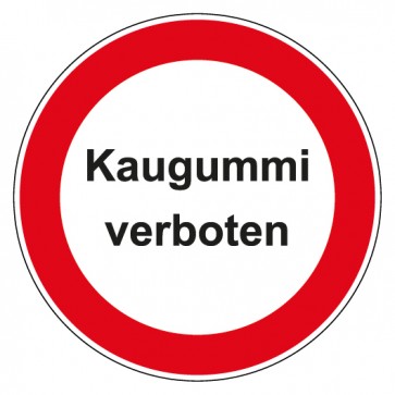 Schild Verbotszeichen rund mit Text · Kaugummi verboten · selbstklebend