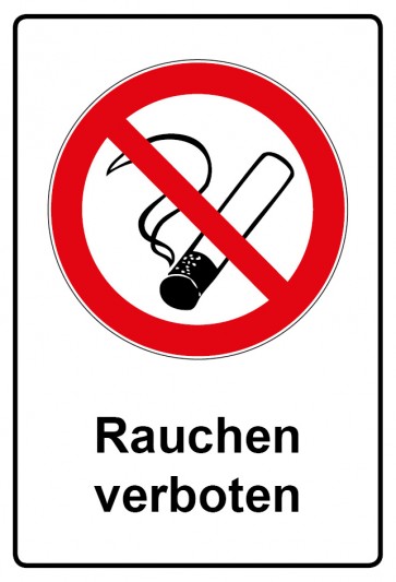 Schild Verbotszeichen Piktogramm & Text deutsch · Rauchen verboten (Verbotsschild)