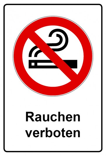 Schild Verbotszeichen Piktogramm & Text deutsch · Rauchen verboten (Verbotsschild)