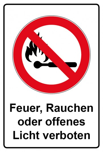 Aufkleber Verbotszeichen Piktogramm & Text deutsch · Feuer Rauchen und offenes Licht verboten (Verbotsaufkleber)