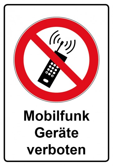 Schild Verbotszeichen Piktogramm & Text deutsch · Mobilfunk Geräte verboten (Verbotsschild)