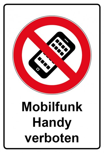 Schild Verbotszeichen Piktogramm & Text deutsch · Mobilfunk Handy verboten (Verbotsschild)