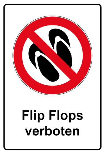 Aufkleber Verbotszeichen Piktogramm & Text deutsch · Flip Flops verboten (Verbotsaufkleber)