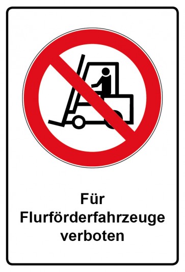 Schild Verbotszeichen Piktogramm & Text deutsch · Für Flurförderfahrzeuge verboten (Verbotsschild)