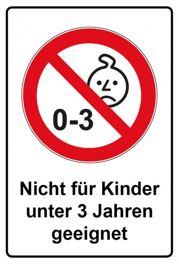Aufkleber Verbotszeichen Piktogramm & Text deutsch · Nicht für Kinder unter 3 Jahren geeignet (Verbotsaufkleber)