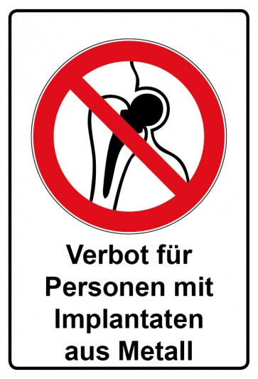 Aufkleber Verbotszeichen Piktogramm & Text deutsch · Verbot für Personen mit Implantaten aus Metall (Verbotsaufkleber)