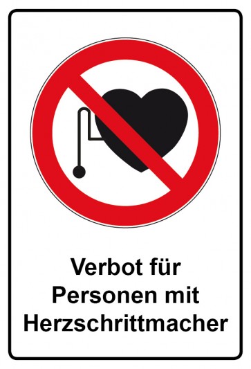 Aufkleber Verbotszeichen Piktogramm & Text deutsch · Verbot für Personen mit Herzschrittmacher (Verbotsaufkleber)