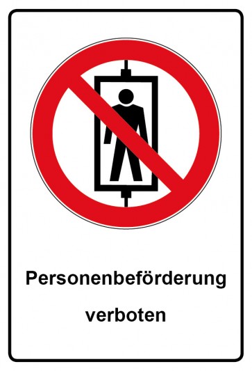 Schild Verbotszeichen Piktogramm & Text deutsch · Personenbeförderung verboten (Verbotsschild)