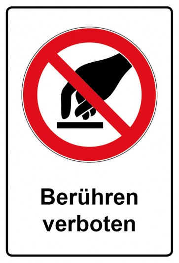 Schild Verbotszeichen Piktogramm & Text deutsch · Berühren verboten (Verbotsschild)