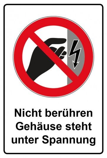 Aufkleber Verbotszeichen Piktogramm & Text deutsch · Nicht berühren Gehäuse steht unter Spannung (Verbotsaufkleber)