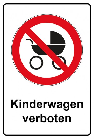 Aufkleber Verbotszeichen rechteckig mit Text Kinderwagen verboten