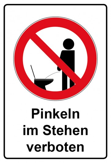 Schild Verbotszeichen Piktogramm & Text deutsch · Pinkeln im Stehen verboten (Verbotsschild)