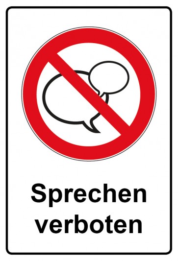 Schild Verbotszeichen Piktogramm & Text deutsch · Sprechen verboten (Verbotsschild)