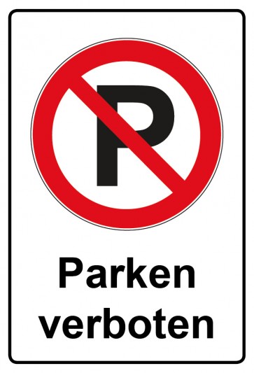 Aufkleber Verbotszeichen Piktogramm & Text deutsch · Parken verboten (Verbotsaufkleber)