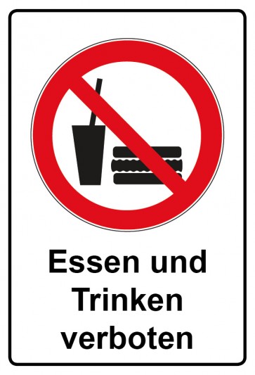 Aufkleber Verbotszeichen Piktogramm & Text deutsch · Essen und Trinken verboten (Verbotsaufkleber)