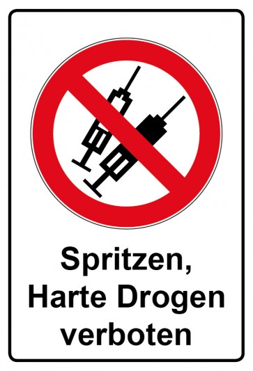 Aufkleber Verbotszeichen Piktogramm & Text deutsch · Spritzen Harte Drogen verboten (Verbotsaufkleber)